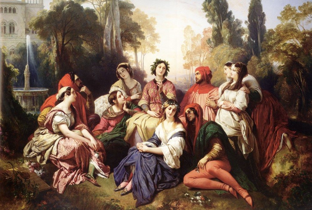 "Era con sì fatto spavento questa tribulazione entrata ne’ petti degli uomini e delle donne, che l’un fratello l’altro abbandonava" (The Decameron, Franz Xaver Winterhalter, 1837)