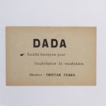 TRISTAN TZARA "Dada Anonymous Society for the exploitation of vocabulary" Dada flyer 1918 CHANEL Patrimoine Collection, Paris — ©Christophe Tzara/Collection Patrimoine de CHANEL